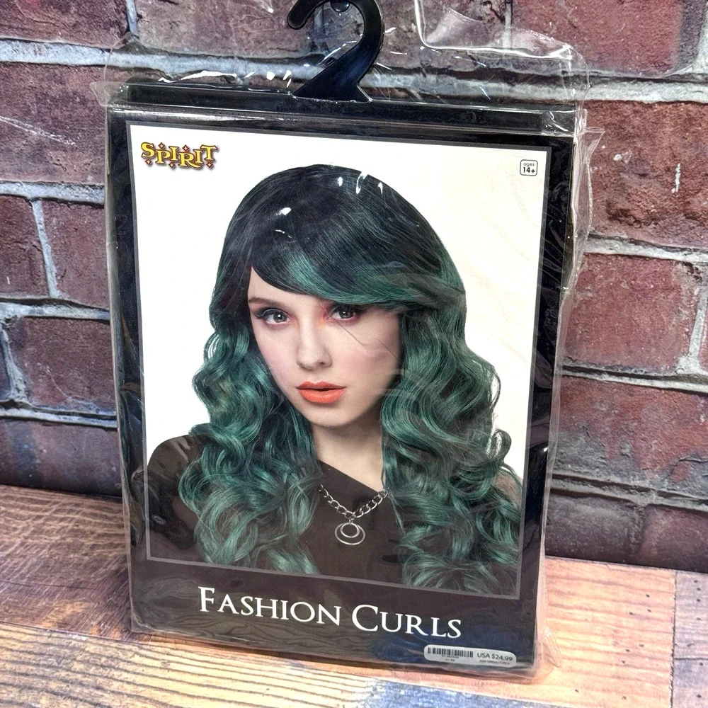 Adult Wig Green Curly Curls Long Spirit Halloween Costume Cosplay NEW! - Picture 1 of 5